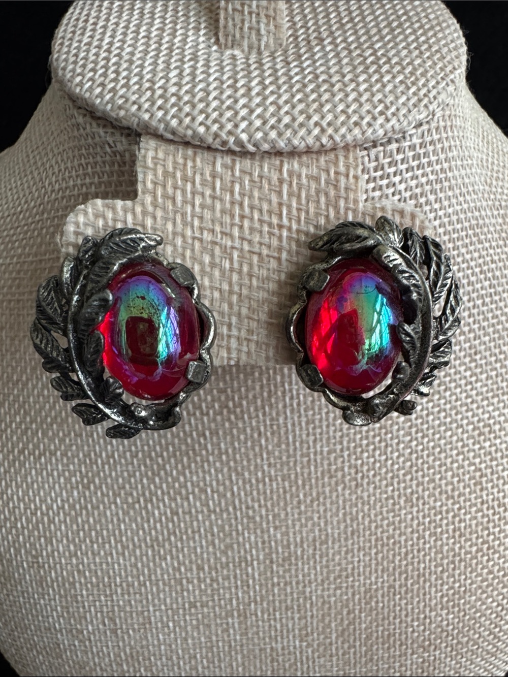 VTG Park Lane Dragons Breath/Mexican Fire Opal Clip Earrings